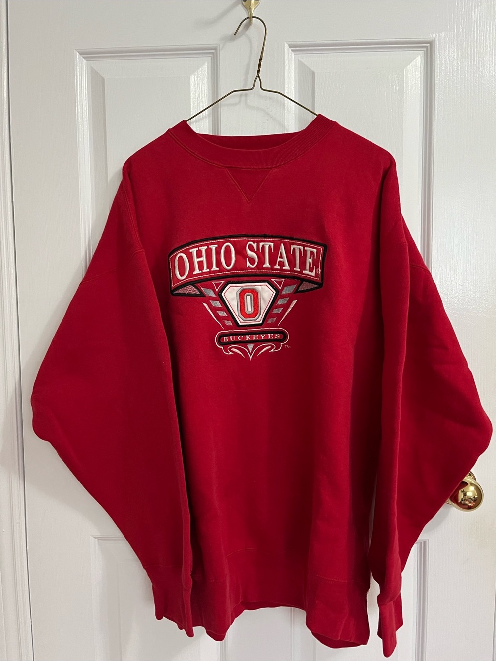 Vintage Red Crewneck Sweatshirt - Collegiate Buckeyes Pullover SIZE XL